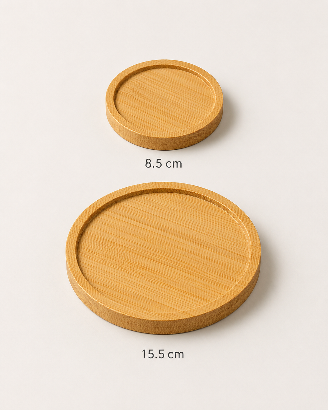 Bamboo Coaster Tray – size comparison