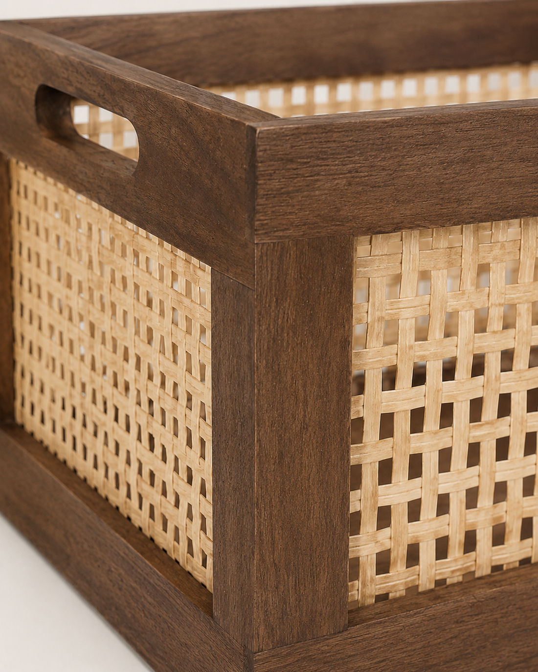 Woven Bamboo Storage Basket - detail Walnut