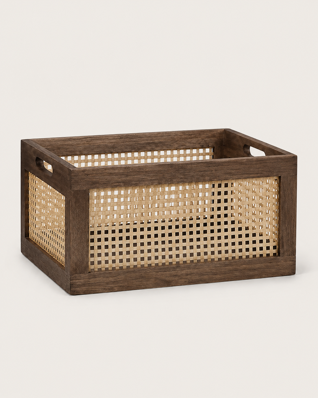 Woven Bamboo Storage Basket on white background