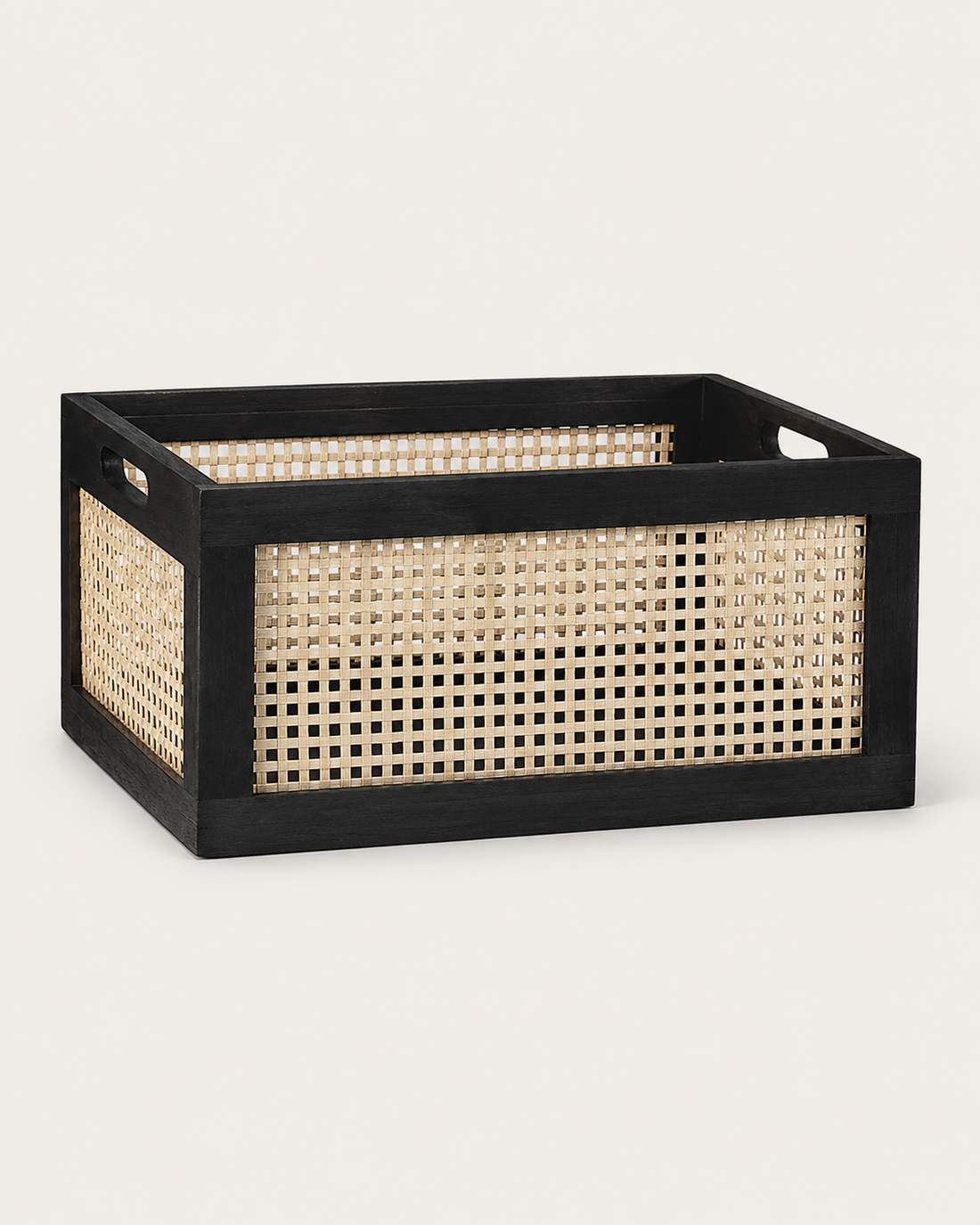 Woven Bamboo Storage Basket on white background