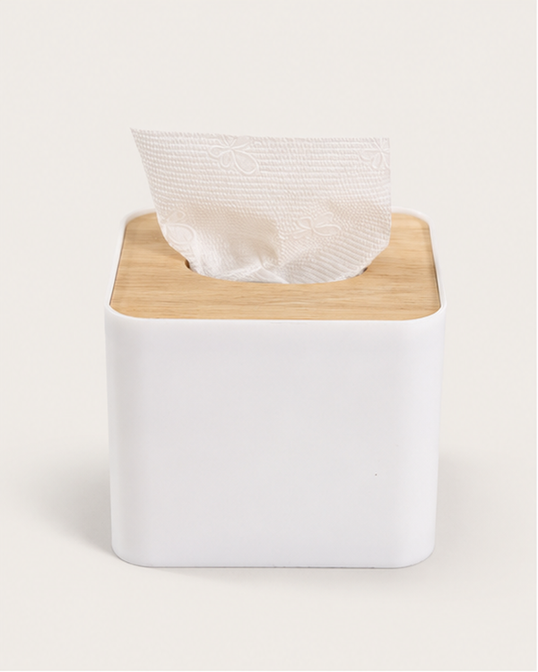 Bamboo Tissue Box on white background
