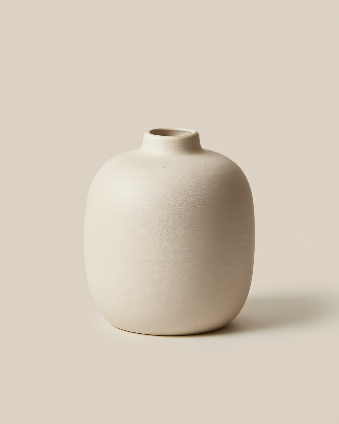 Component 3 of 3 — Bisque Vase Barrel, low, 7.2 × 8.3 cm