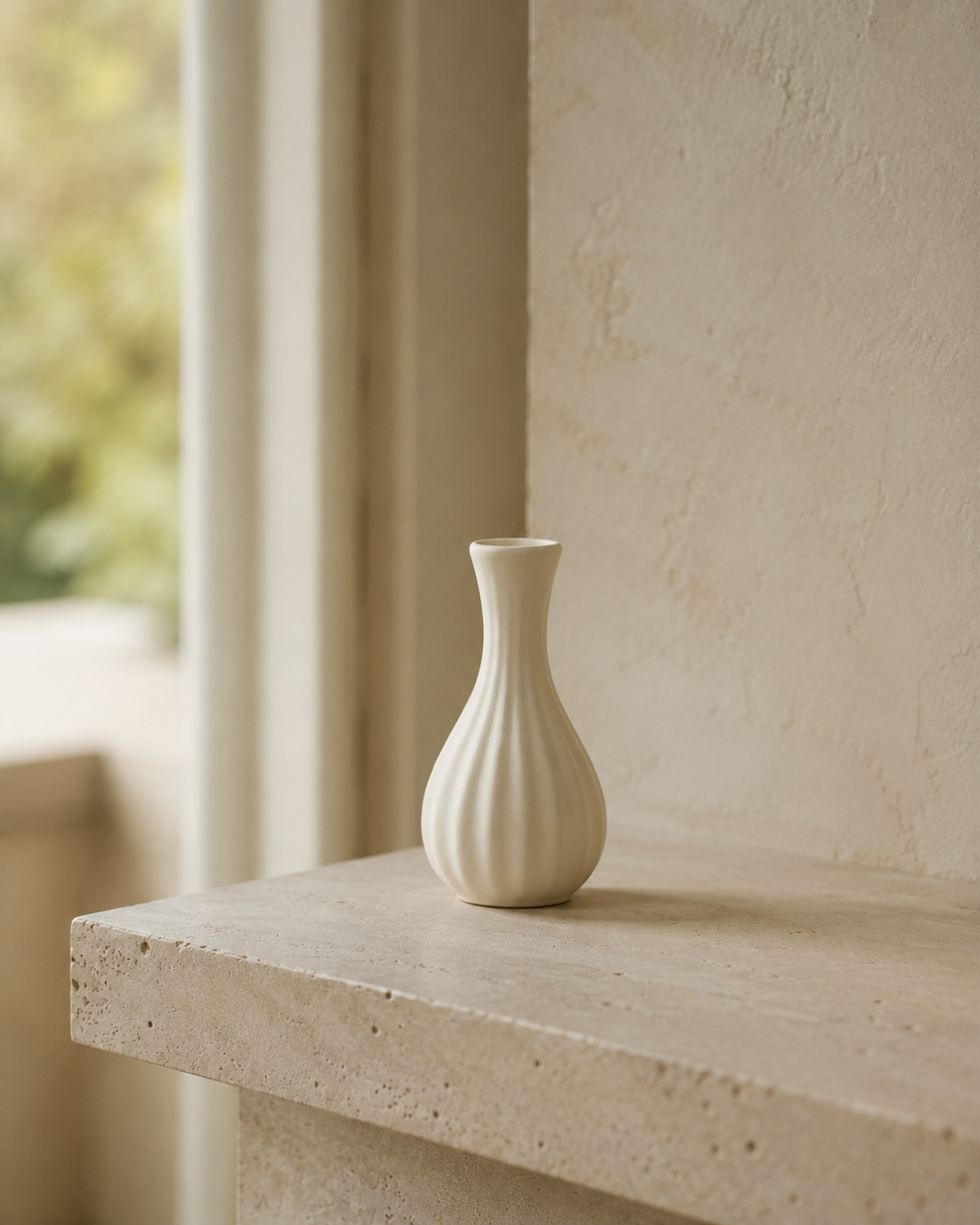 Bisque Vase — Fluted