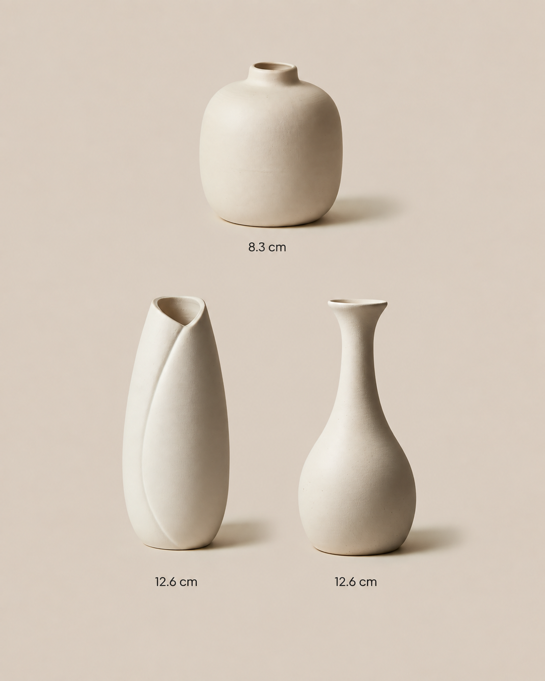 Bud Vase Trio — Sprig, size reference: 8.3 cm, 12.6 cm, 12.6 cm
