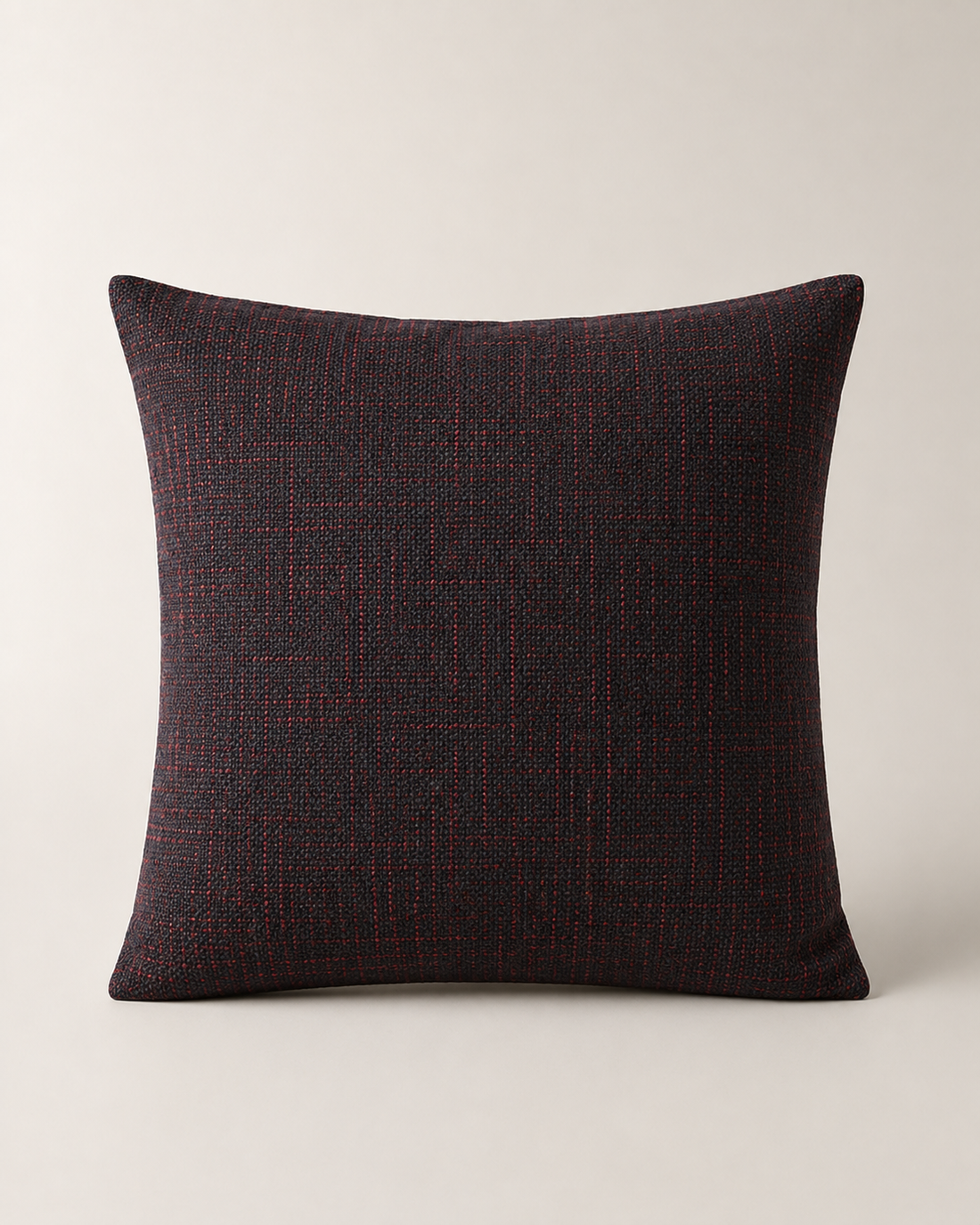 Linen Cushion Cover, Black and Red on white background