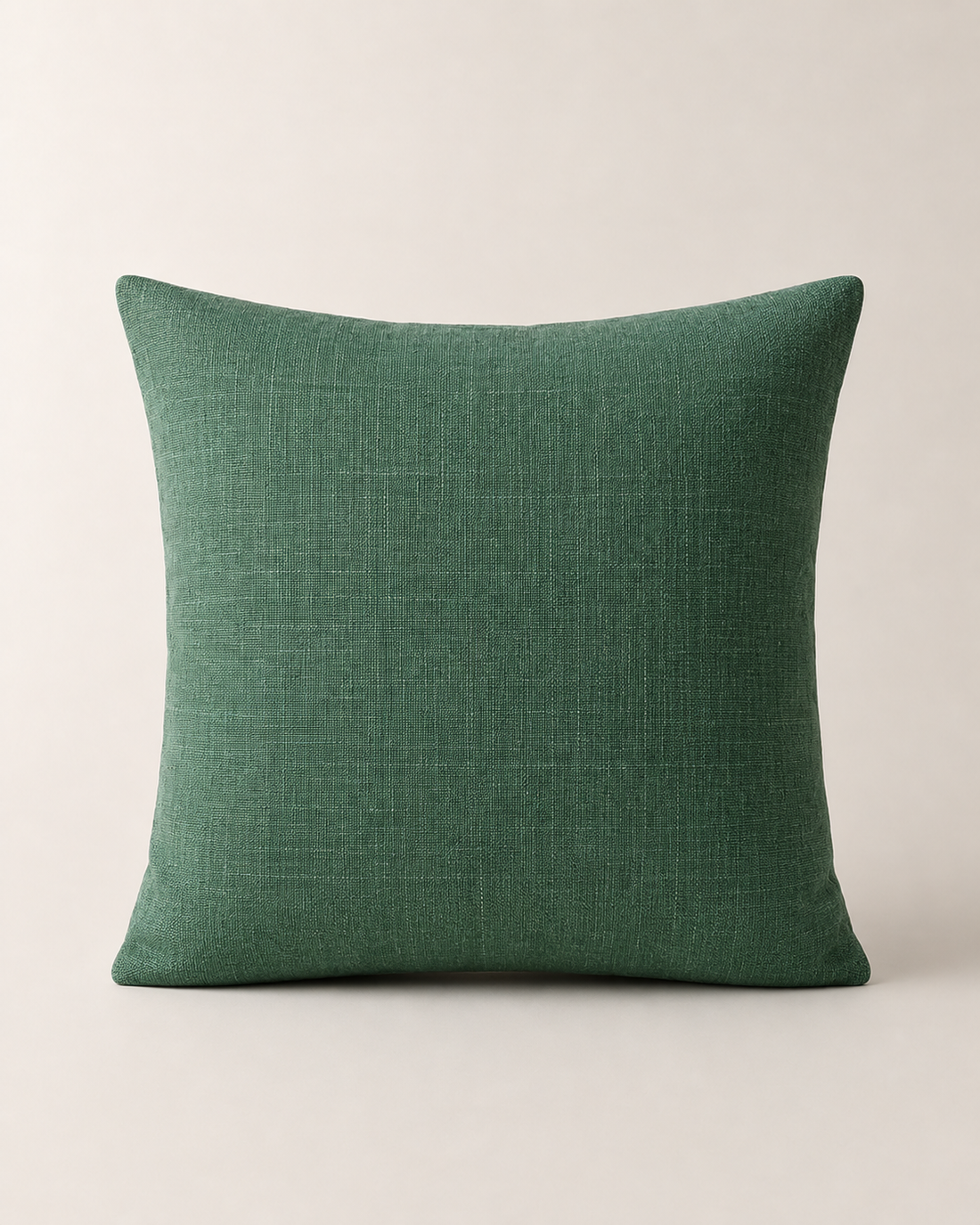 Linen Cushion Cover, Green on white background