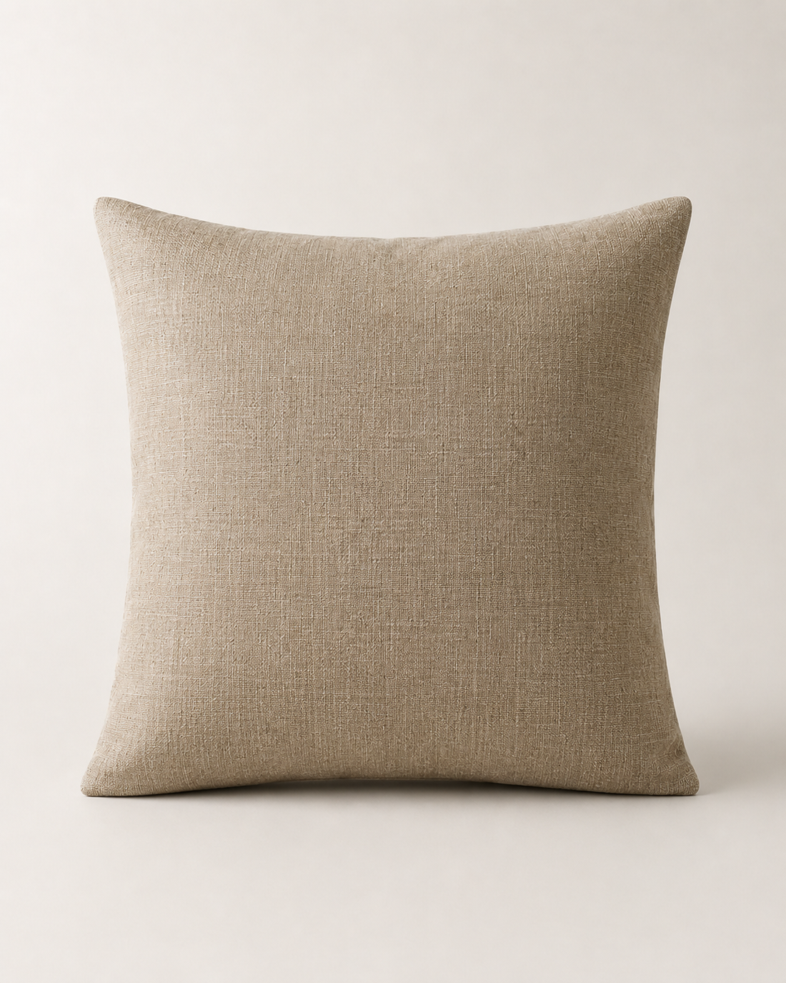 Linen Cushion Cover, Khaki on white background