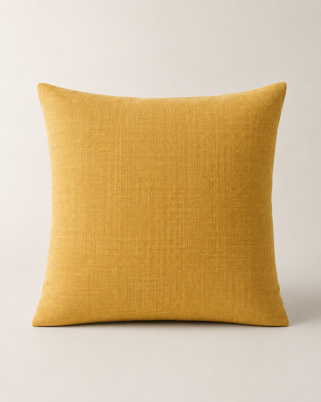Linen Cushion Cover, Yellow on white background