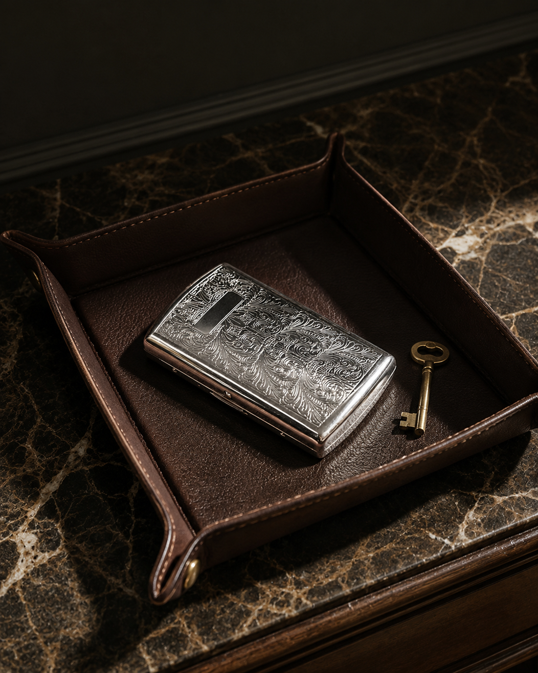 Engraved Chrome Cigarette Case
