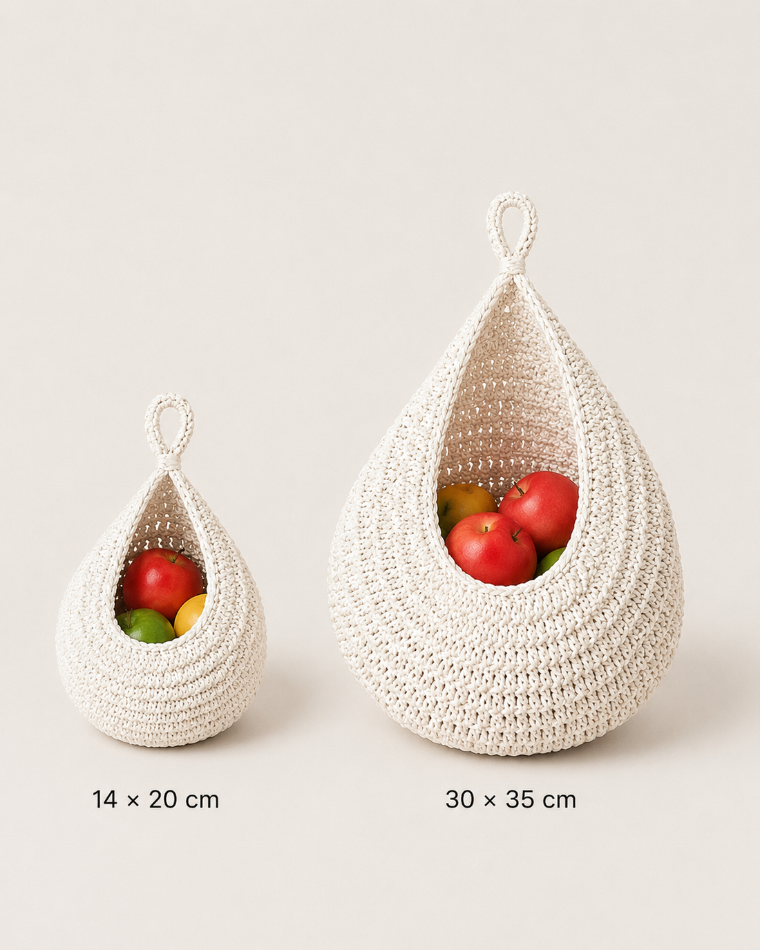 Hanging Fruit Net Basket - size comparison