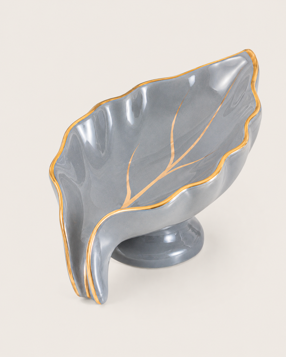 Leaf Ceramic Soap Dish - Grey
