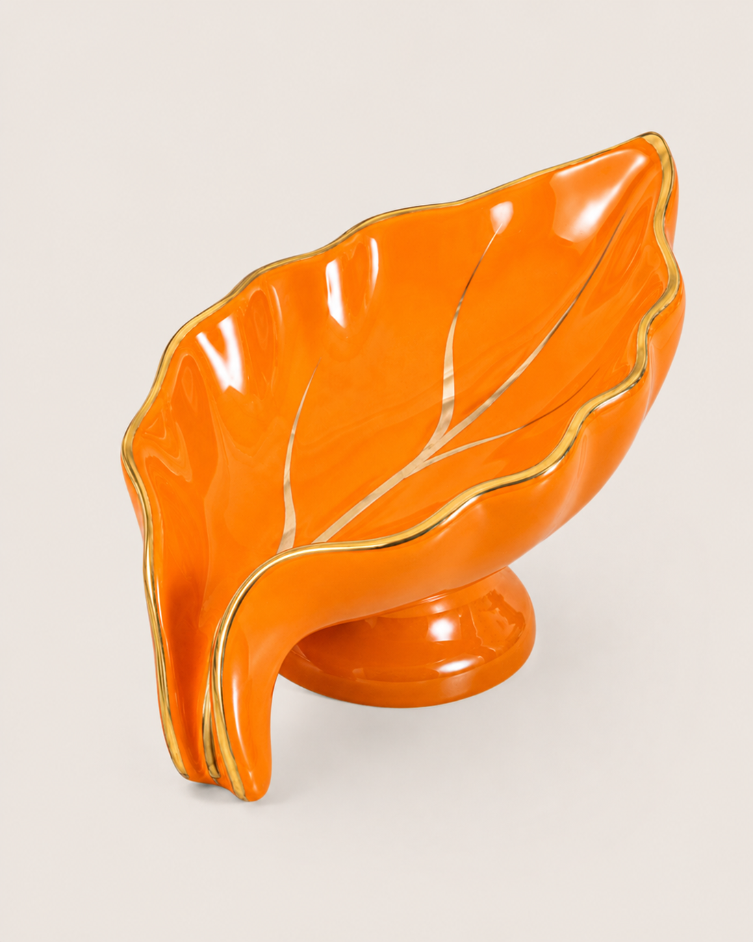 Leaf Ceramic Soap Dish - Orange