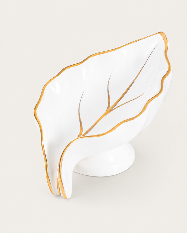 Leaf Ceramic Soap Dish - White
