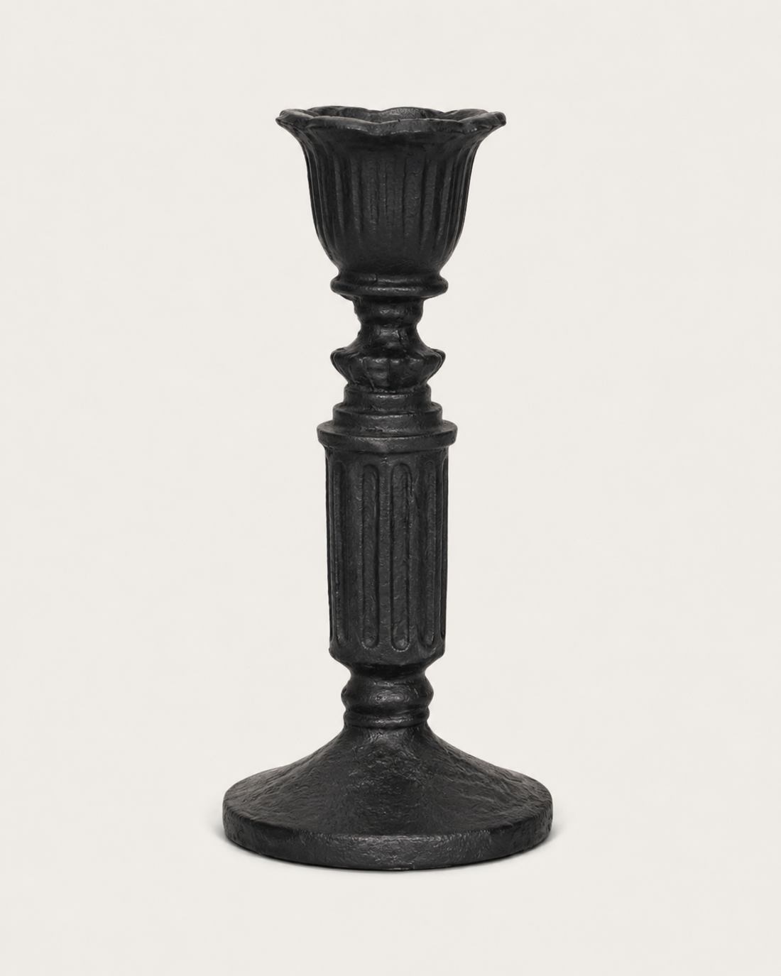 Ornate Metal Candlestick on white background