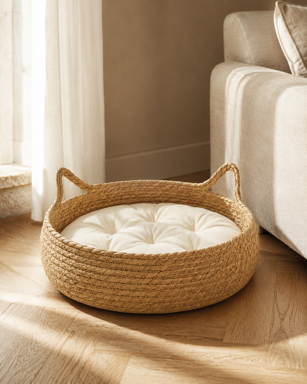Rattan Cat Bed - lifestyle