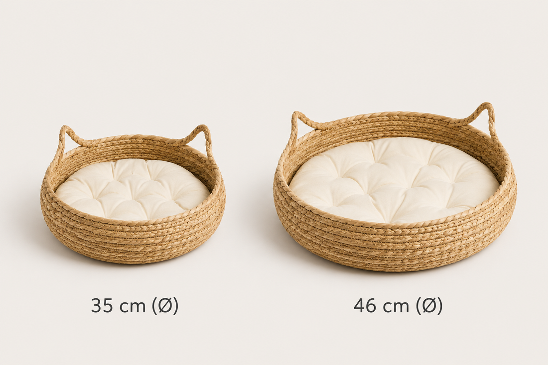 Rattan Cat Bed - size comparison