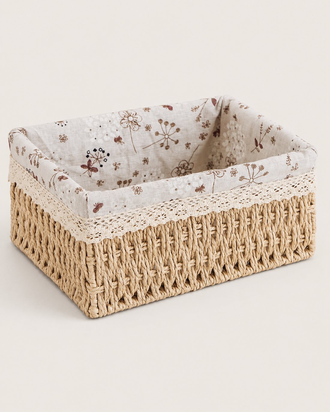 Rattan Storage Basket on white background