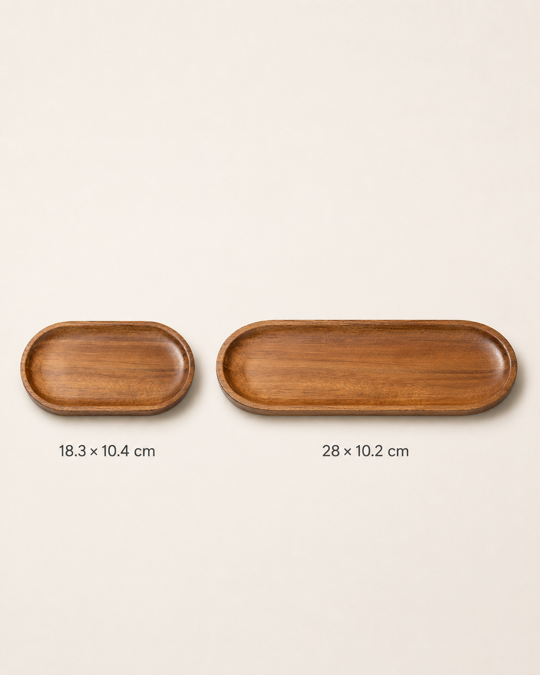 Acacia Wood Serving Tray, Oval size comparison
