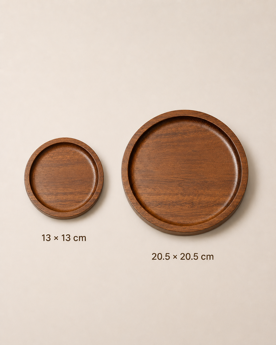 Acacia Wood Serving Tray, Round size comparison