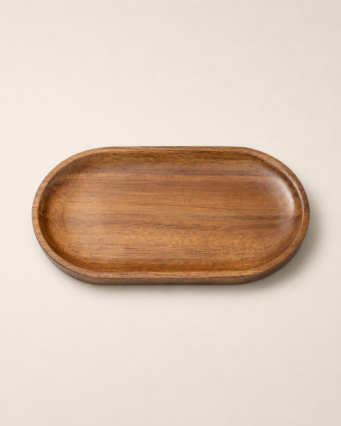 Acacia Wood Serving Tray, Oval on white background