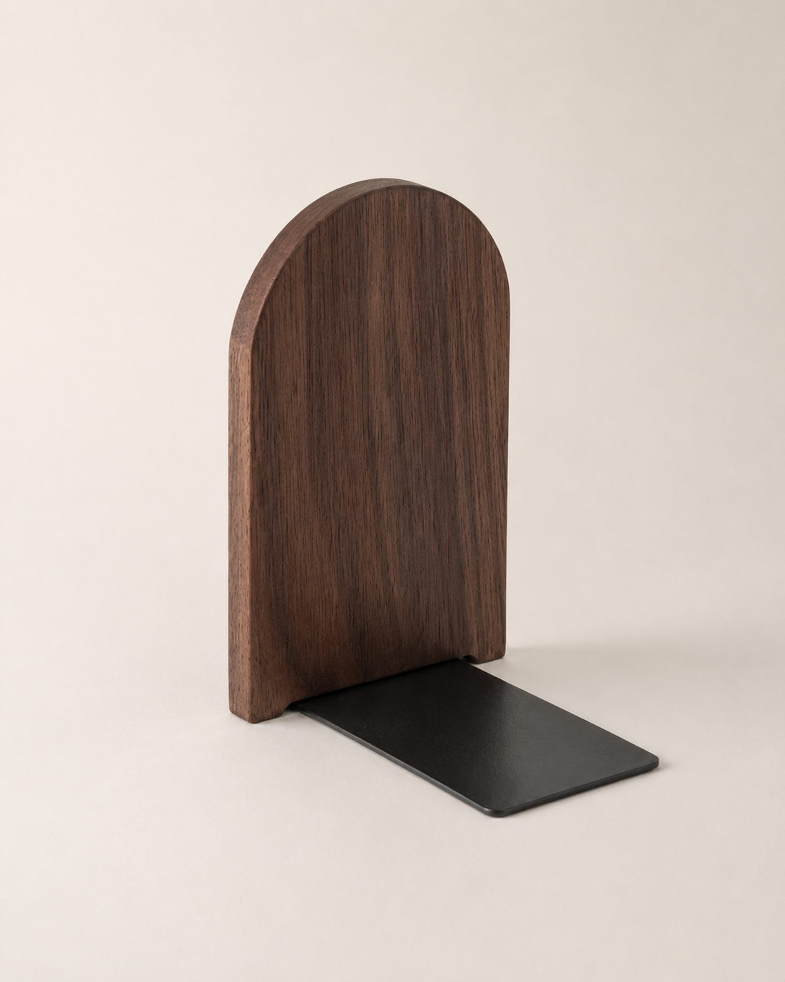 Solid Wood Bookend Stand, Black Walnut Round on white background