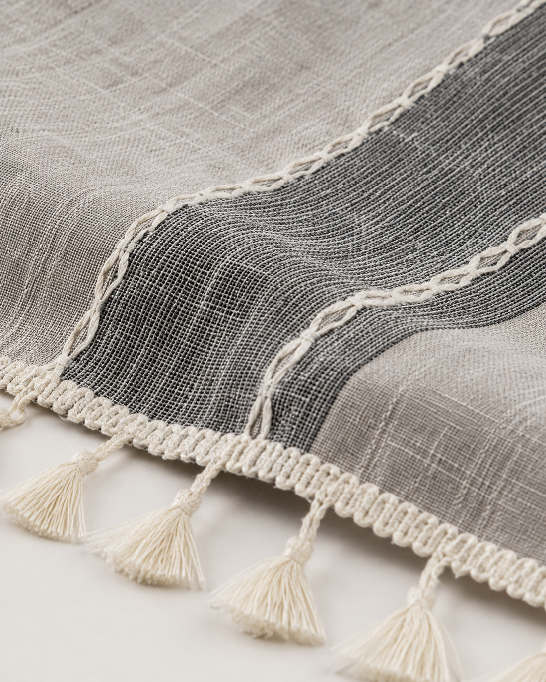 Tasseled Linen Tablecloth - detail