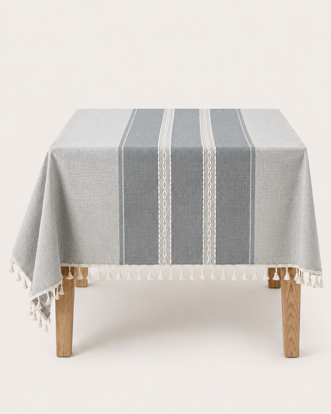 Tasseled Linen Tablecloth - Early Autumn Grey