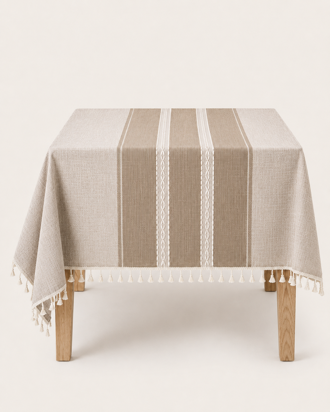 Tasseled Linen Tablecloth - First Snow Coffee