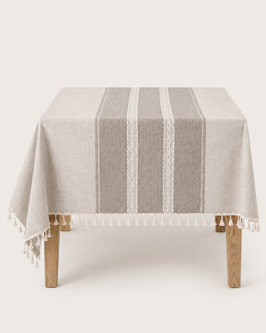 Tasseled Linen Tablecloth - Su Xia Ka colorway on white background