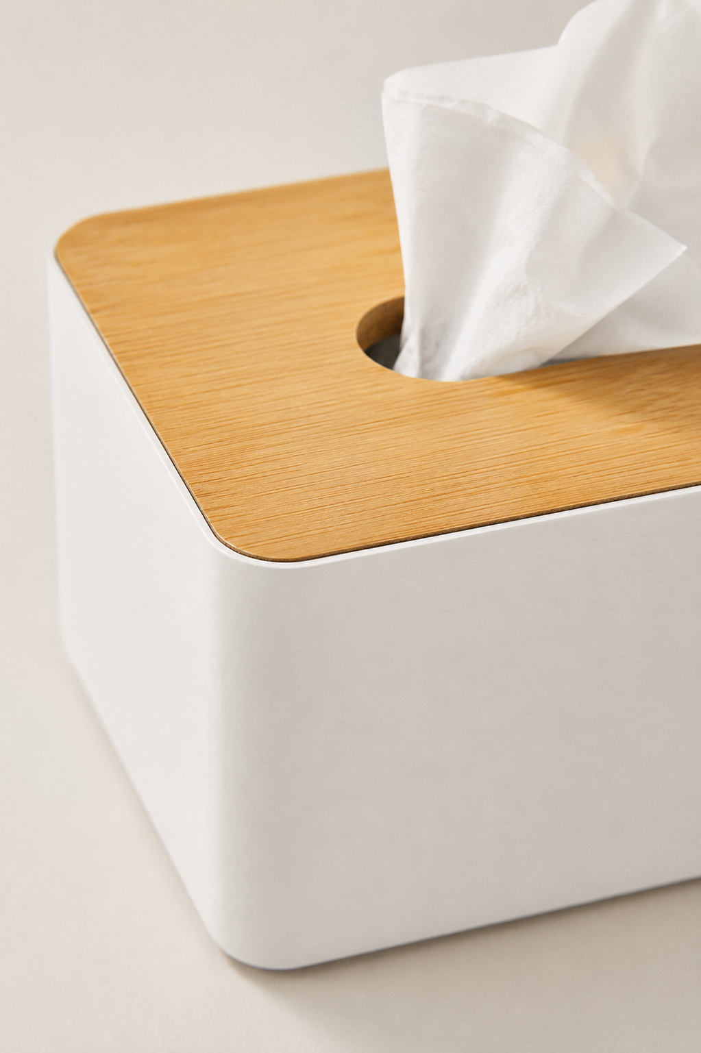 Wooden Tissue Box Cover – close-up detail