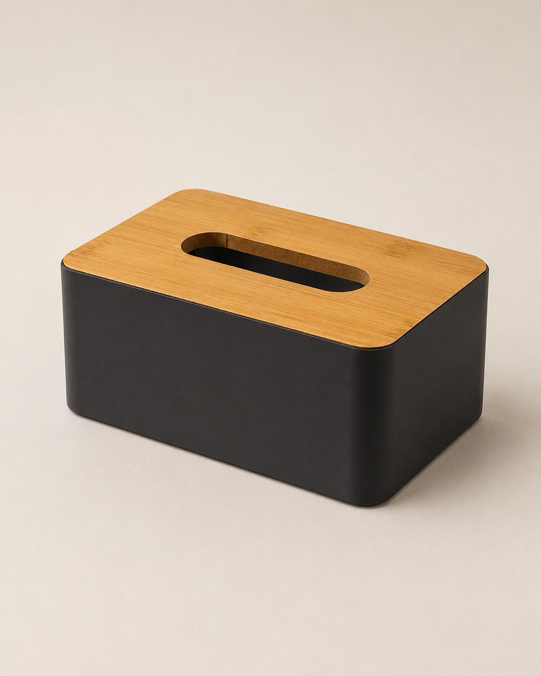 Wooden Tissue Box Cover, Black on white background