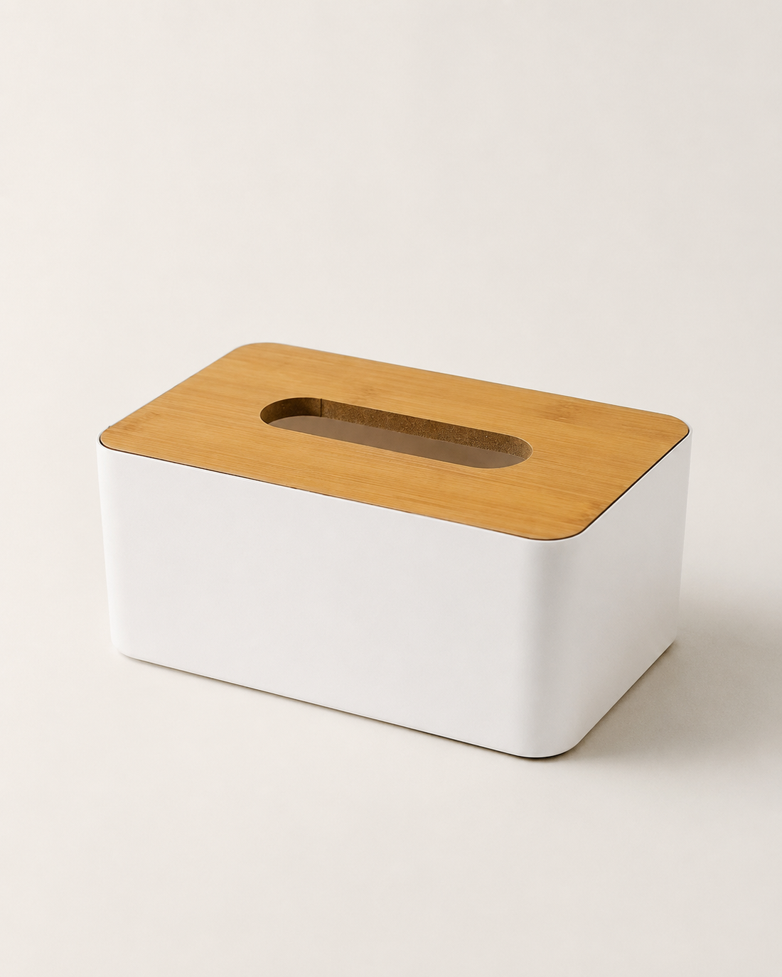 Wooden Tissue Box Cover on white background