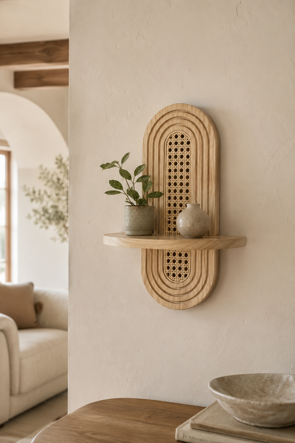 Rattan Wall Display Shelf