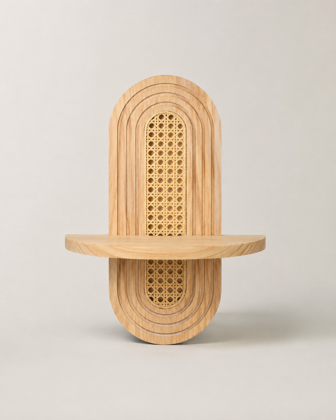 Rattan Wall Display Shelf on white background