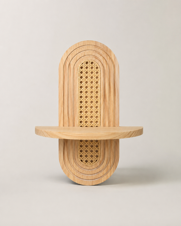 Rattan Wall Display Shelf on white background