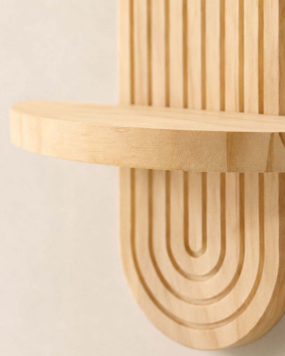 Solid Wood Wall Display Shelf – close-up detail