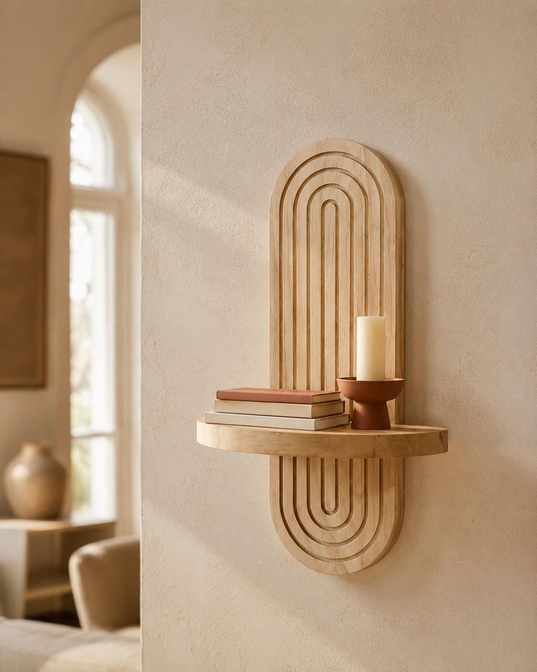 Solid Wood Wall Display Shelf