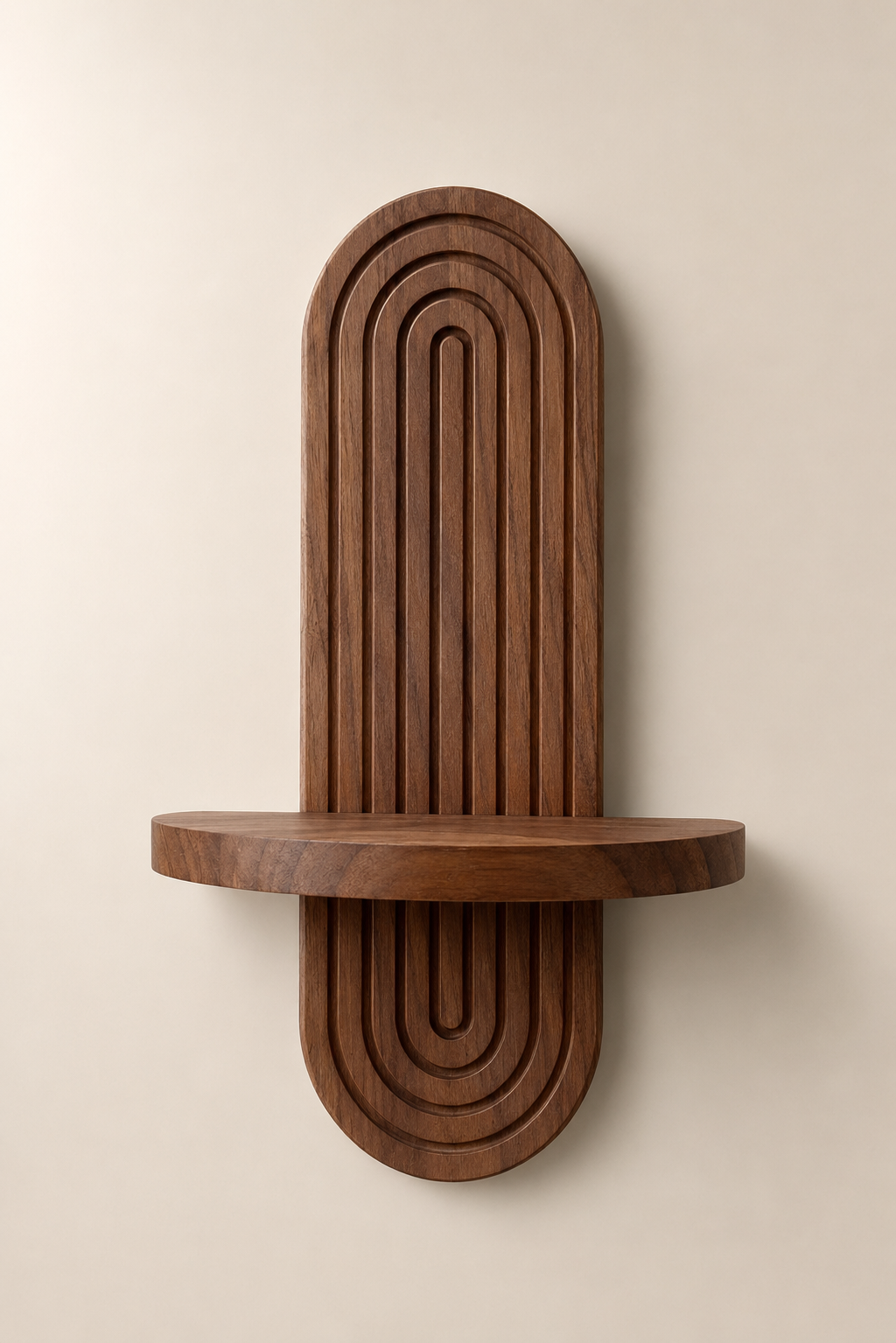Solid Wood Wall Display Shelf, Walnut on white background