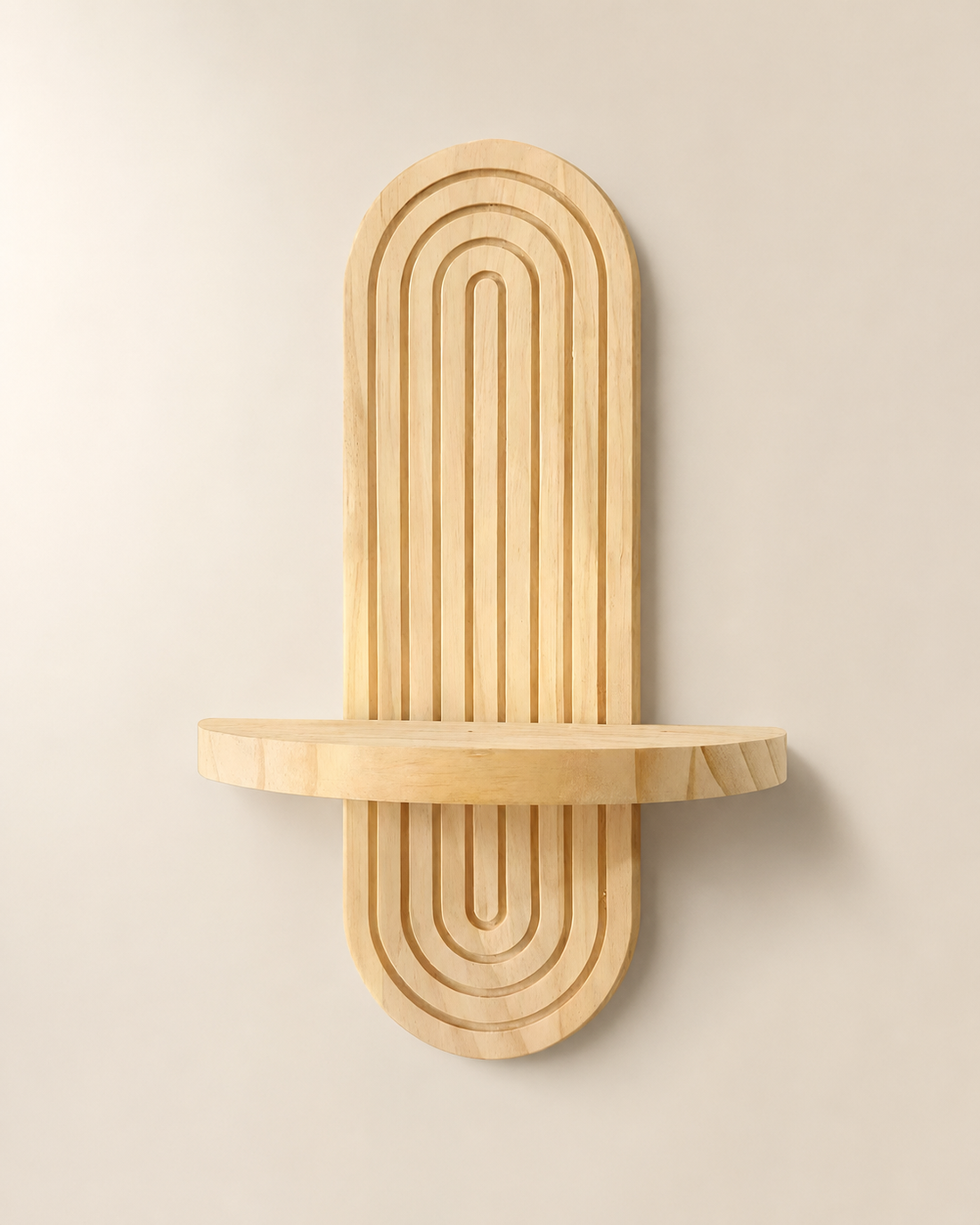 Solid Wood Wall Display Shelf on white background