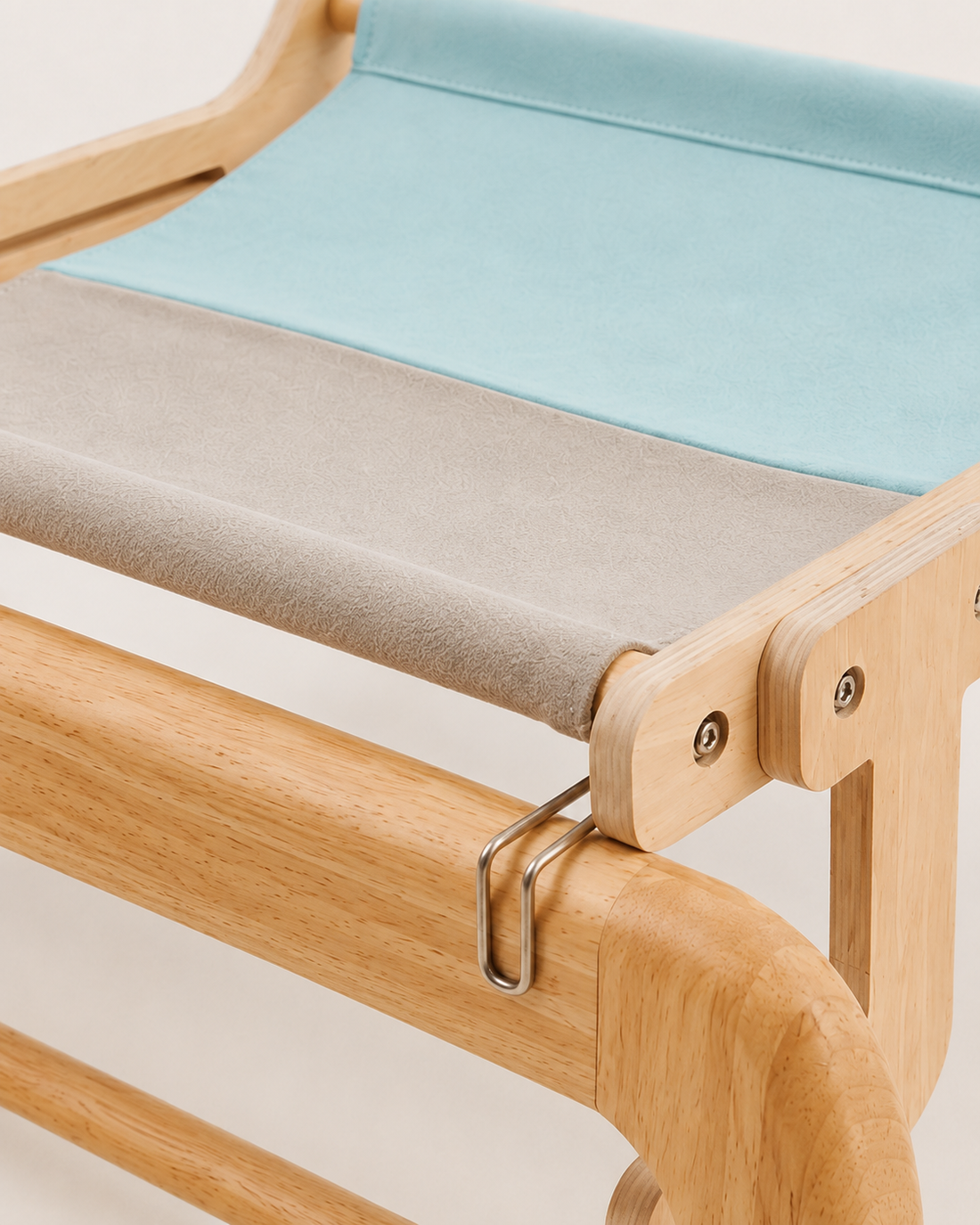 Wooden Hammock Cat Bed - detail Grey Blue