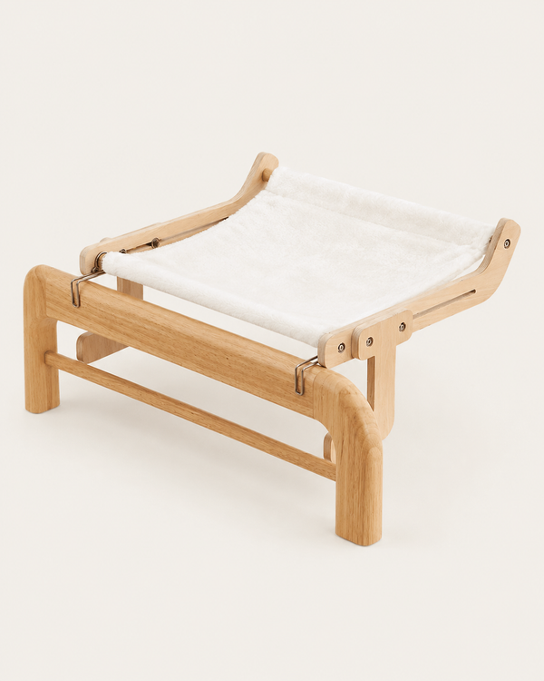 Wooden Hammock Cat Bed - White Flannelette