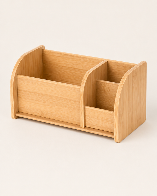 Wooden Pen Holder on white background