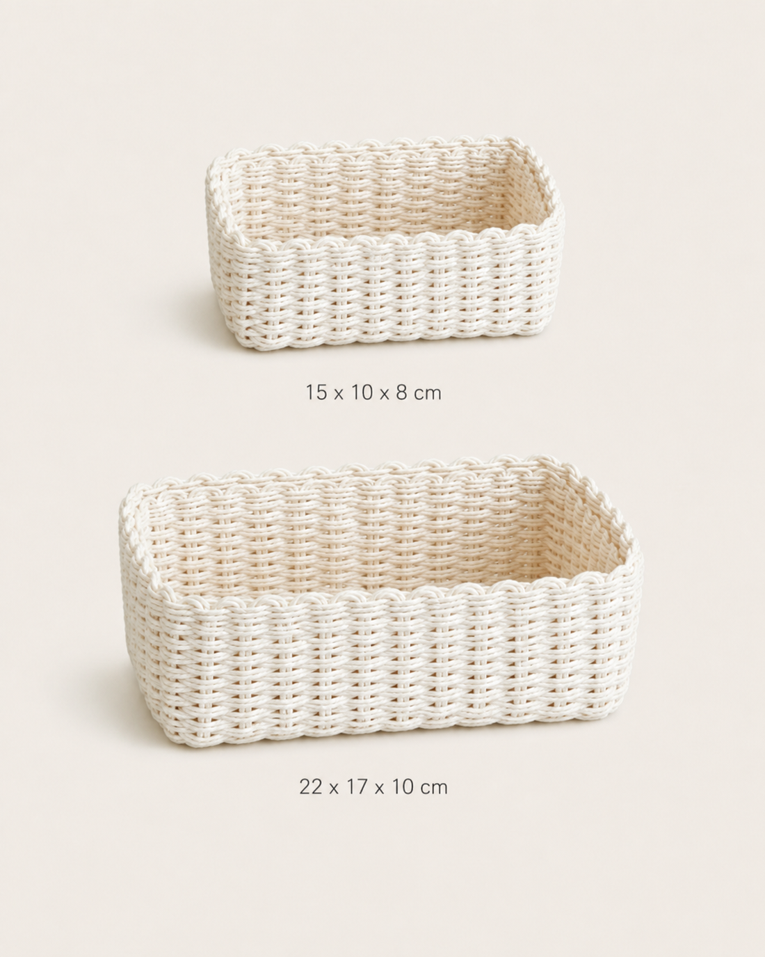 Woven Storage Basket - size comparison White