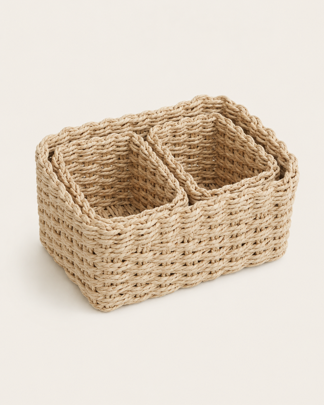 Woven Storage Basket - Natural Wood